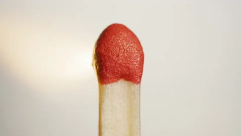 Macro match light in slow motion Stock Footage 132484232