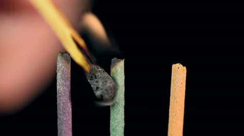 Macro of Match Lighting Incense Sticks Stock-Footage 49080324
