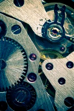 Macro mechanical gear background Stock Photos