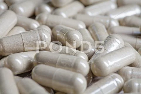 Macro of medical pills, selective focus, shallow DOF Stock Photos