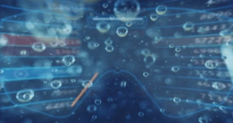 Macro of micro particles analyzed with futuristic microscope for research Vidéo 114677200