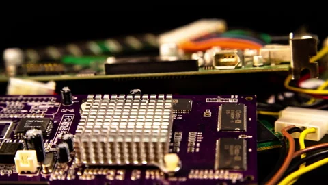 Macro. Microprocessors on an electronic semiconductor board. Futuristic texture Video stock 154764101