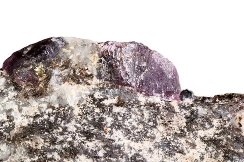 Macro of a mineral Ruby stone on a white background Stock Photos