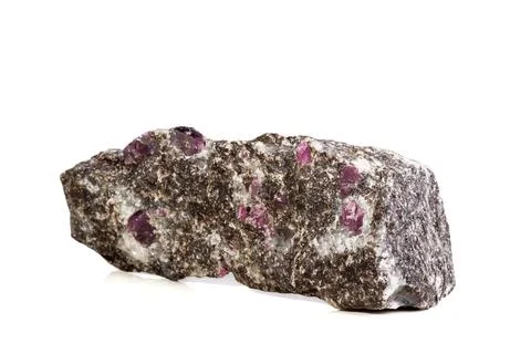 Macro of a mineral Ruby stone on a white background Foto stock