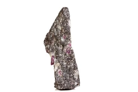 Macro of a mineral Ruby stone on a white background Stock Photos