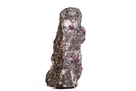 Macro of a mineral Ruby stone on a white background 스톡 사진