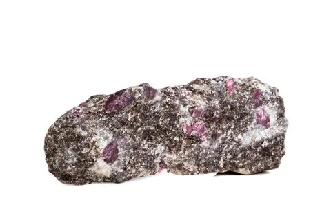 Macro of a mineral Ruby stone on a white background Stock Photos