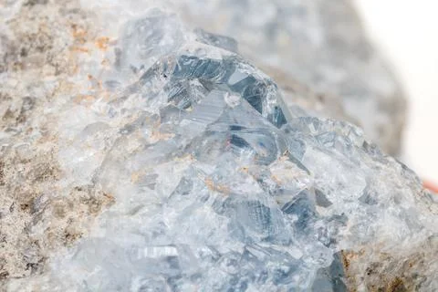 Macro mineral stone Celestine in the breed a white background Stock Photos