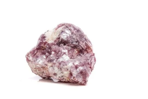 Macro mineral stone Lepidolite in the rock a white background Stock Photos