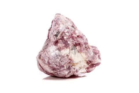 Macro mineral stone Lepidolite in the rock a white background Stock Photos