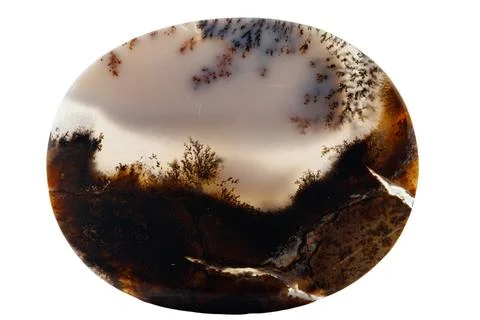 Macro mineral stone Moss Agate, Agate muschiataan white Stock Photos