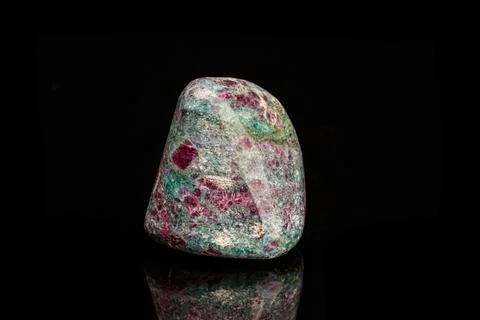Macro mineral stone ruby black background 写真素材