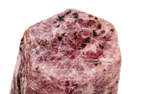 Macro mineral stone Ruby in the breed a white background Stock Photos