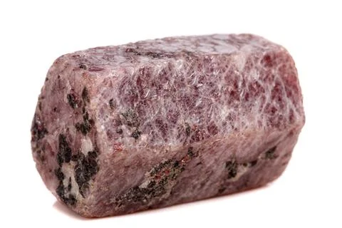 Macro mineral stone Ruby in the breed a white background Stockfoto's