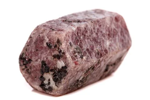 Macro mineral stone Ruby in the breed a white background Stock Photos