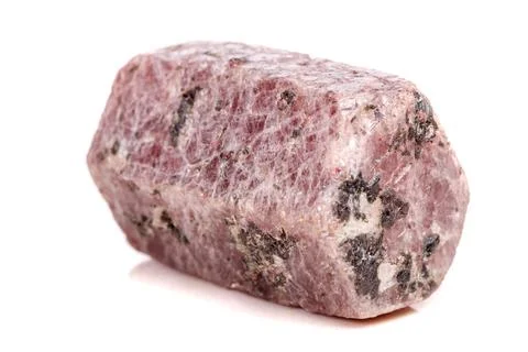 Macro mineral stone Ruby in the breed a white background 写真素材