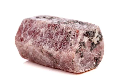 Macro mineral stone Ruby in the breed a white background Stockfoto's