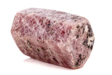 Macro mineral stone Ruby in the breed a white background Stock Photos