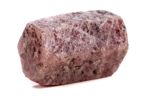 Macro mineral stone Ruby in the breed a white background Stock Photos