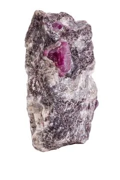 Macro mineral stone ruby on a white background Stock Photos