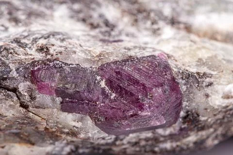 Macro mineral stone ruby on a white background Foto stock