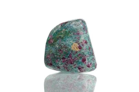 Macro mineral stone ruby on a white background Stockfoto's