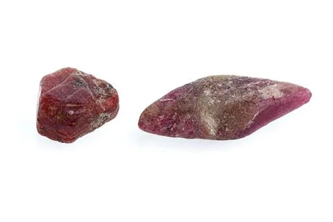 Macro mineral stone ruby on a white background 写真素材