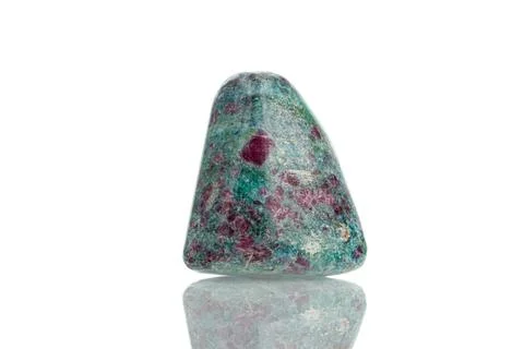 Macro mineral stone ruby on a white background 스톡 사진