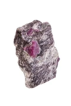 Macro mineral stone ruby on a white background Stock Photos