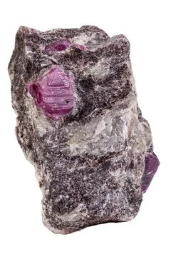 Macro mineral stone ruby on a white background Stock Photos