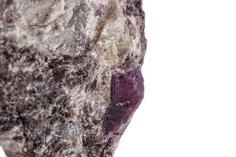 Macro mineral stone ruby on a white background Stock Photos