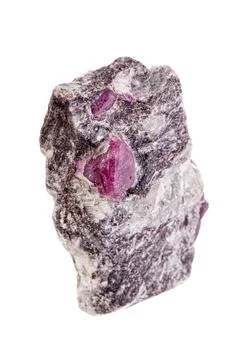Macro mineral stone ruby on a white background 写真素材