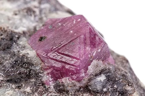 Macro mineral stone ruby on a white background 写真素材