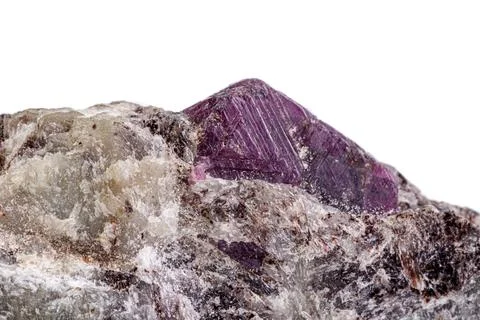 Macro mineral stone ruby on a white background Stock Photos