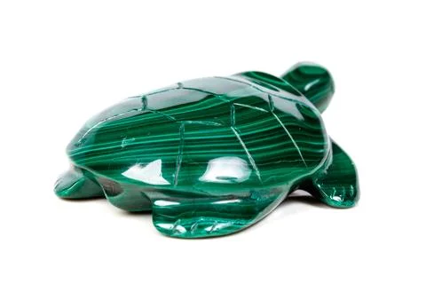 Macro mineral stone turtle from malachite Stock Photos