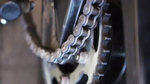 Macro of a motorcycle chain Stock Footage 195099100