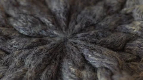 Macro with movement of grey and green knitted fabric, extreme close up of cloth Stock Footage 244688266