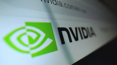 Macro moving shot of Nvidia logo on its website Stock Footage 297023602