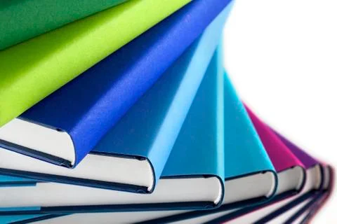 Macro of multi-colored stack of books Foto stock