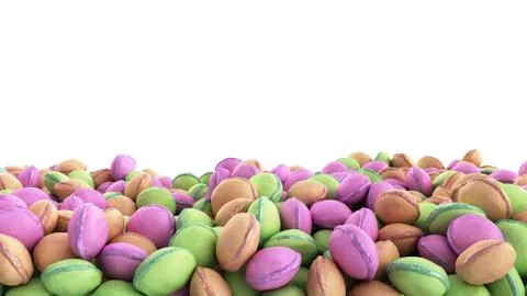 Macro multicolored french macaroon 3d render image イラスト素材