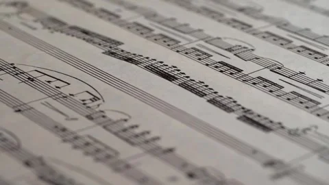 Macro of a musical composition written in a notebook background Stock Footage 281590460