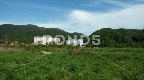 Macro nature greens trees nature nature flowers mountains houses Stock Photos