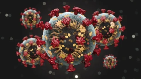Macro Nucleus Corona Virus Cells Spreading and Floating in Living Organism Stock-Footage 126965651