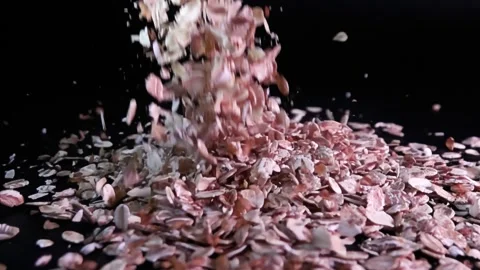Macro of oat flakes falling down on dark background Stock Footage 282525858