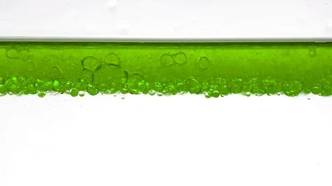 Macro of oily liquid forms bubbles in the water Stock-Footage 98365542
