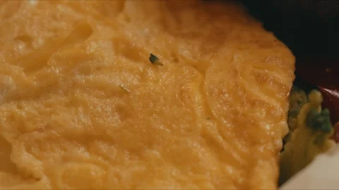Macro omelet eggs in 4k Stock Footage 245452949