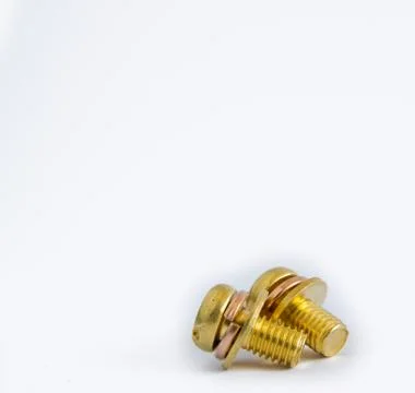 Macro of one brass screw Stock Photos