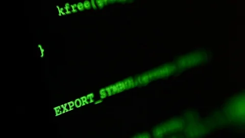 Macro or close up shot of a black screen monitor display with random green Stock Footage 100458327