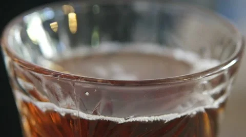 Macro of oriental turkish transparent teacup with black tea Stock Footage 60892844