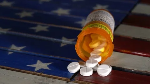 Macro of oxycodone opioid tablets Stock-Footage 83943380